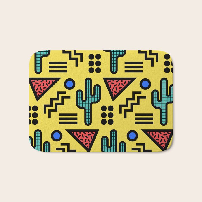 Retro 1980s Memphis Style Southwestern Cactus Design 431 Bath Mat Gallery Image 1