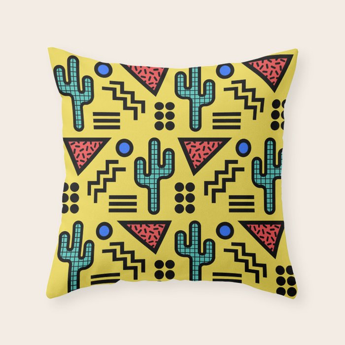 Retro 1980s Memphis Style Southwestern Cactus Design 431 Throw Pillow Gallery Image 6