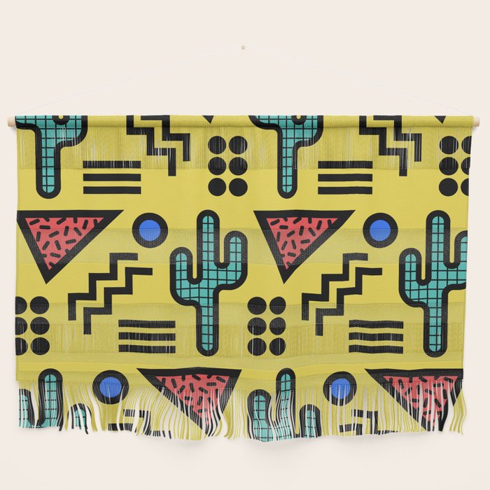 Retro 1980s Memphis Style Southwestern Cactus Design 431 Wall Hanging Gallery Image 1