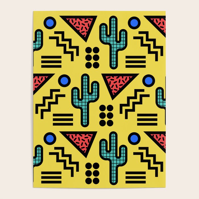 Retro 1980s Memphis Style Southwestern Cactus Design 431 Poster Gallery Image 4