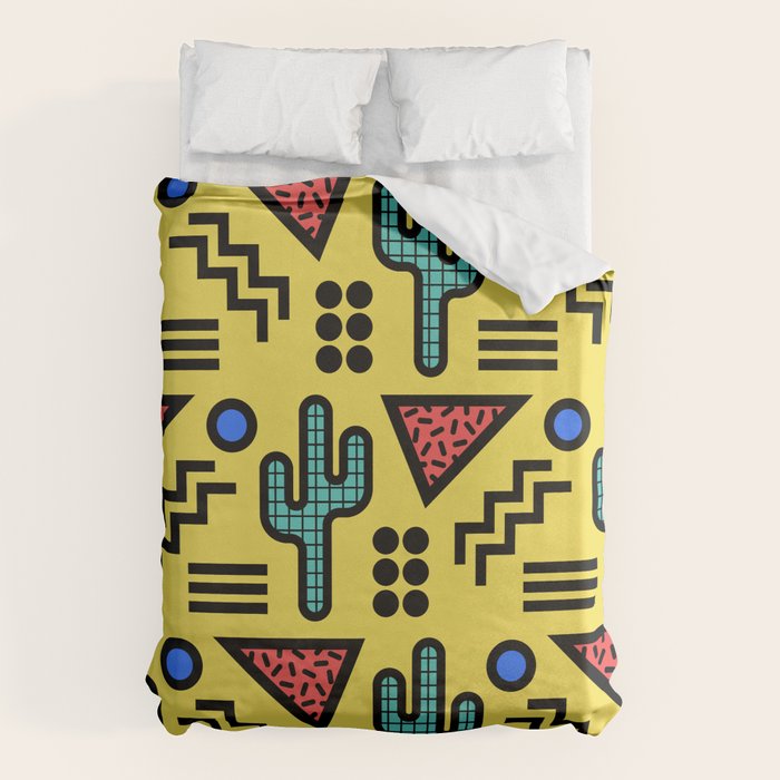 Retro 1980s Memphis Style Southwestern Cactus Design 431 Duvet Cover Gallery Image 6
