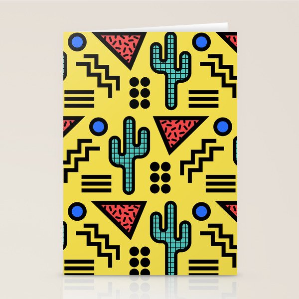 Retro 1980s Memphis Style Southwestern Cactus Design 431 Stationery Card Gallery Image 1