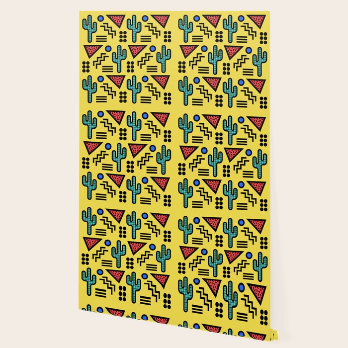 Retro 1980s Memphis Style Southwestern Cactus Design 431 Wallpaper Gallery Image 2