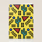 Retro 1980s Memphis Style Southwestern Cactus Design 431 Stationery Card Gallery Image 2