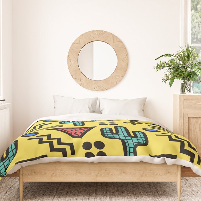 Retro 1980s Memphis Style Southwestern Cactus Design 431 Duvet Cover Gallery Image 3