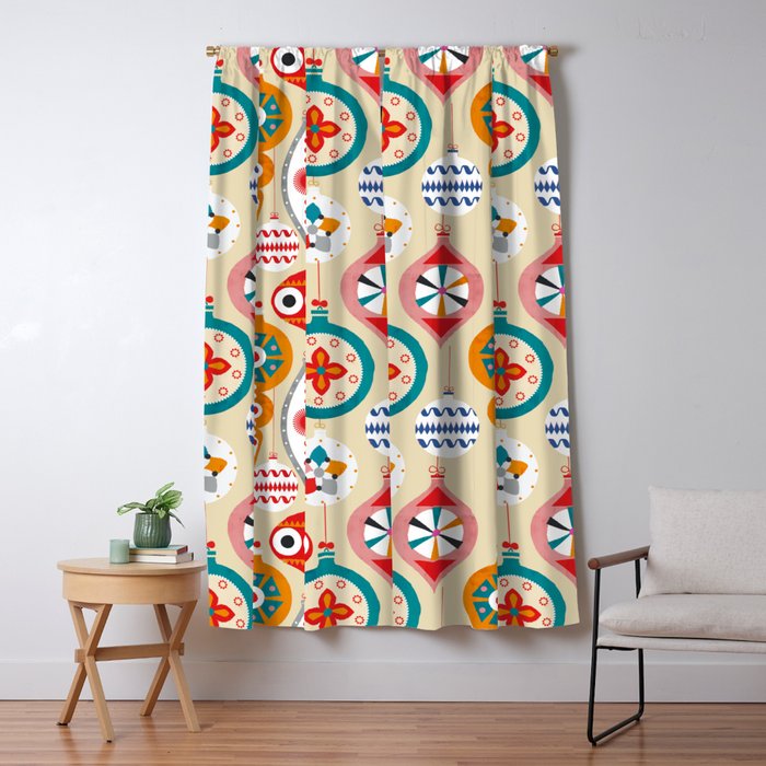 Retro christmas ornaments pattern Window Curtain Gallery Image 5