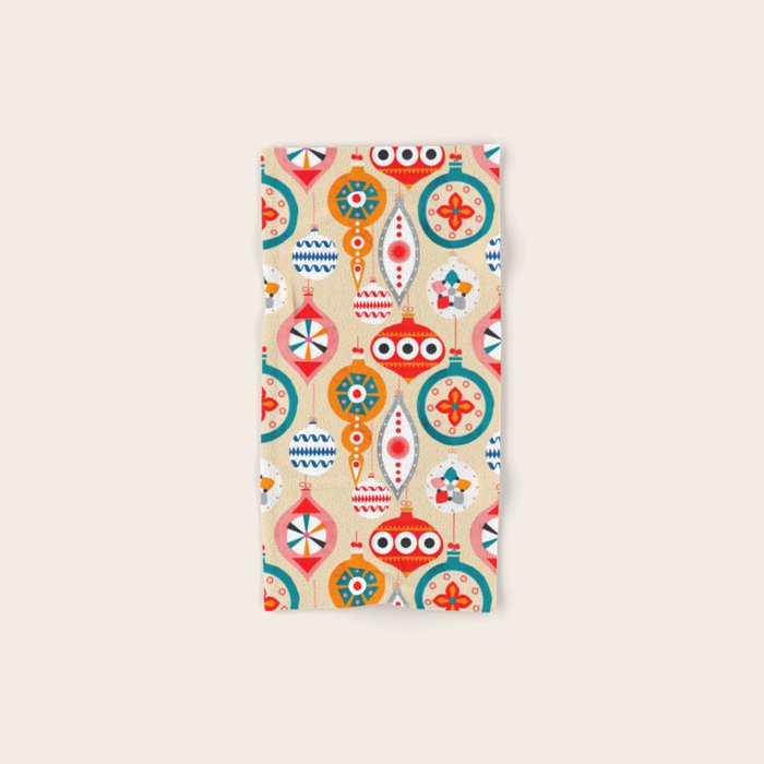 Retro christmas ornaments pattern Hand & Bath Towel Gallery Image 1