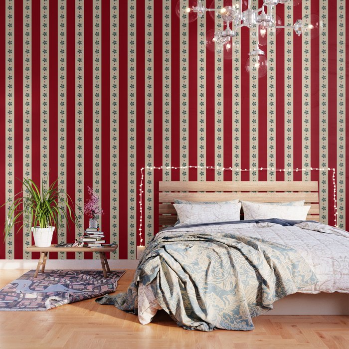Red Stripes And Flowers Wallpaper Gallery Image 3