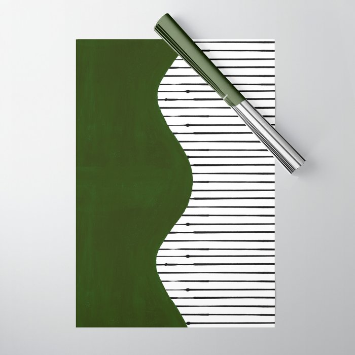 lines and wave (green) Wrapping Paper Gallery Image 1