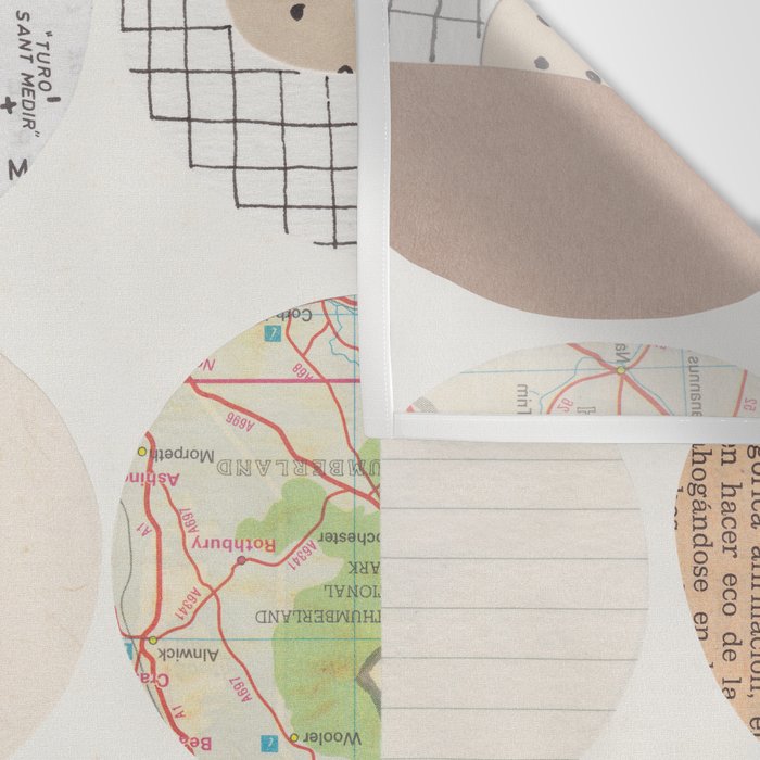 Patterned Circles: Maps & Kraft Paper Wall Tapestry Gallery Image 3
