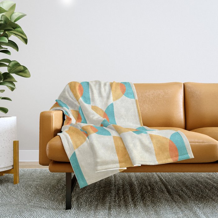 Mid Century Moons Geometric Pattern Throw Blanket Gallery Image 1