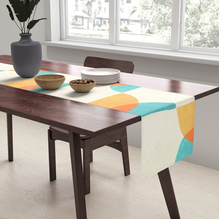 Mid Century Moons Geometric Pattern Table Runner Gallery Image 2