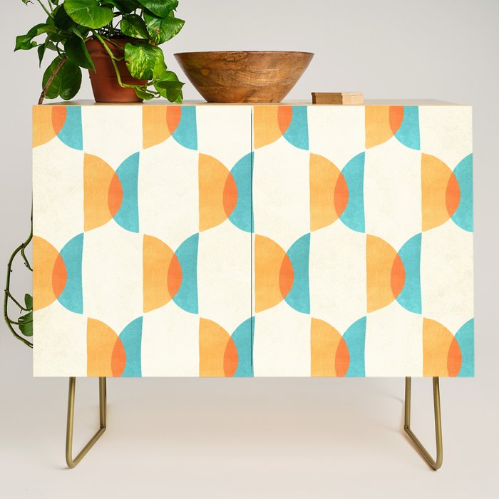 Mid Century Moons Geometric Pattern Credenza Gallery Image 1