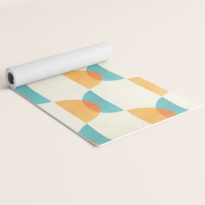 Mid Century Moons Geometric Pattern Yoga Mat Gallery Image 2