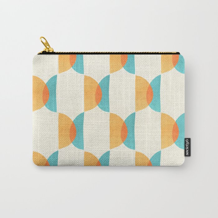 Mid Century Moons Geometric Pattern Carry All Pouch