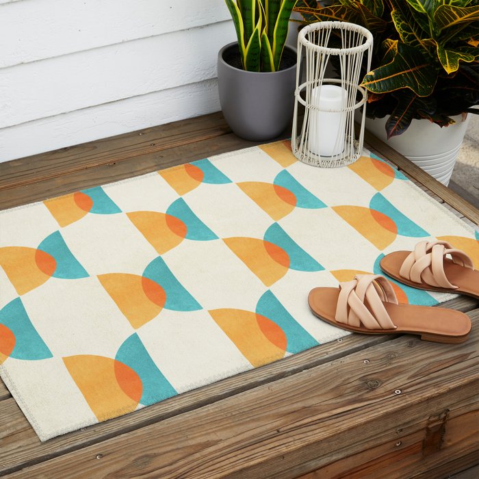 Mid Century Moons Geometric Pattern Outdoor Rug Gallery Image 2