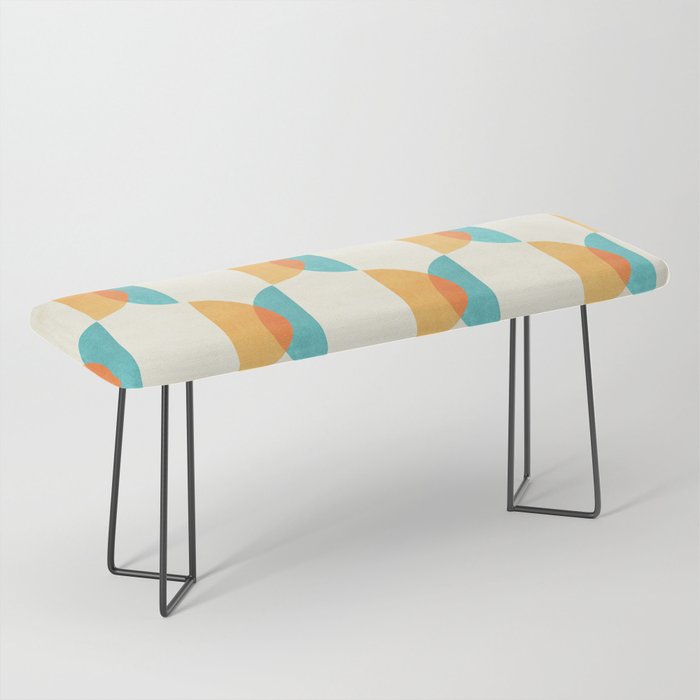 Mid Century Moons Geometric Pattern Bench Gallery Image 1