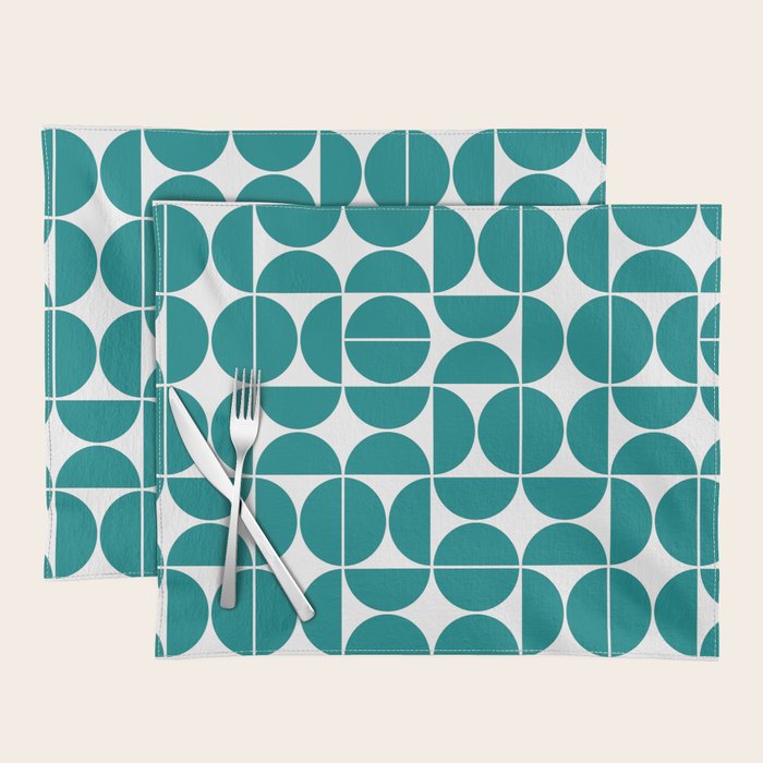 Mid Century Modern Geometric 04 Teal Placemat Gallery Image 1