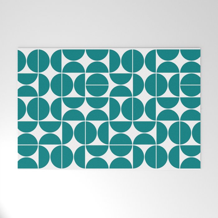 Mid Century Modern Geometric 04 Teal Welcome Mat Gallery Image 1
