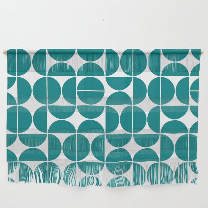 Mid Century Modern Geometric 04 Teal Wall Hanging Gallery Image 1