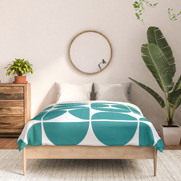 Mid Century Modern Geometric 04 Teal Comforter Gallery Image 3