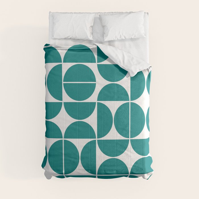 Mid Century Modern Geometric 04 Teal Comforter Gallery Image 8