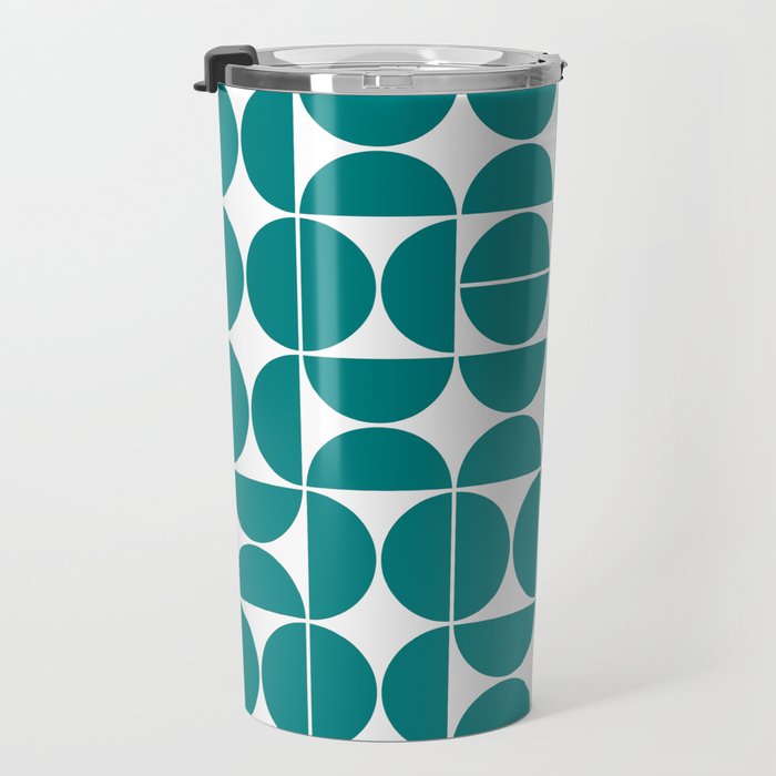 Mid Century Modern Geometric 04 Teal Travel Mug Gallery Image 3