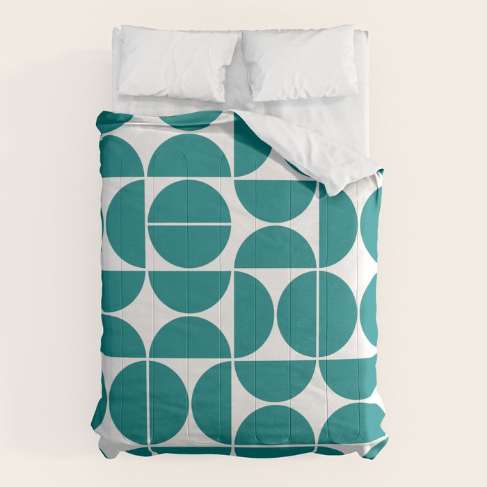 Mid Century Modern Geometric 04 Teal Comforter Gallery Image 1