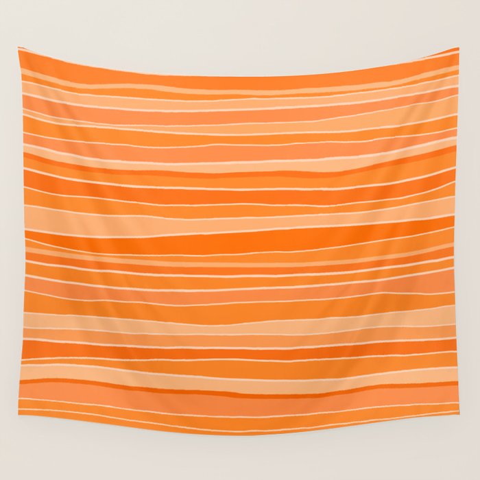 Retro Orange Stripes Wall Tapestry Gallery Image 4