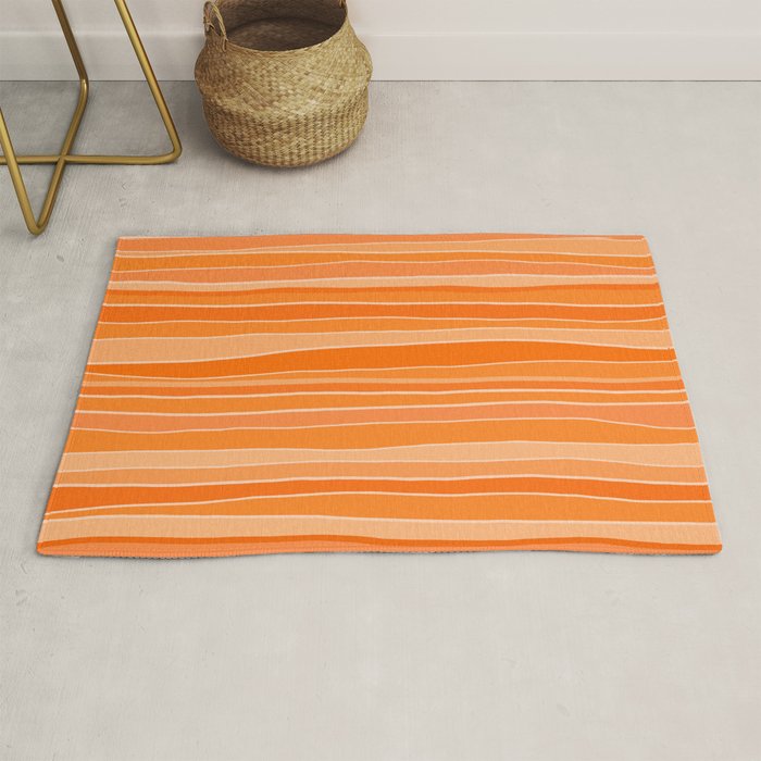 Retro Orange Stripes Rug Gallery Image 1