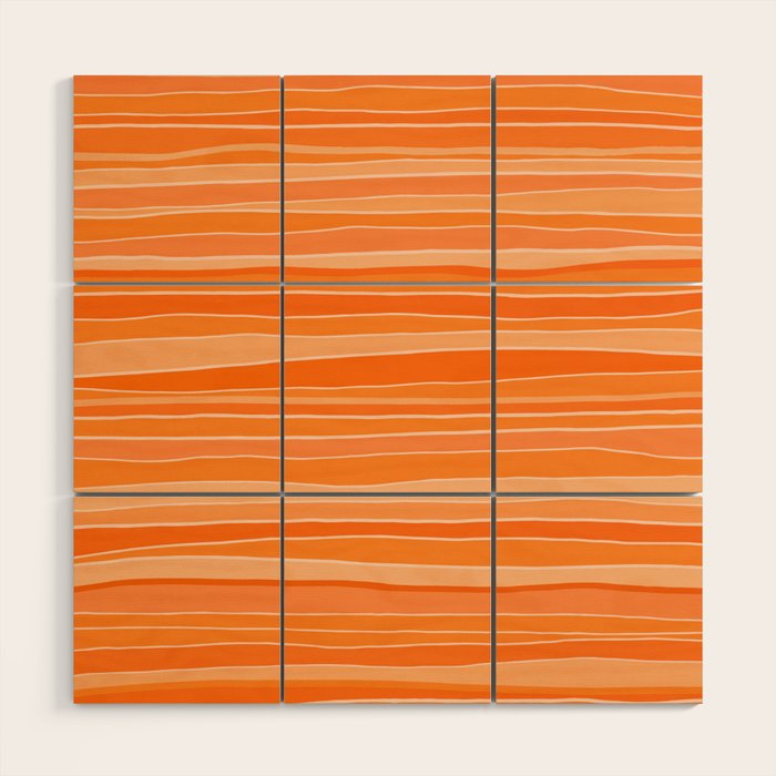 Retro Orange Stripes Wood Wall Art Gallery Image 1
