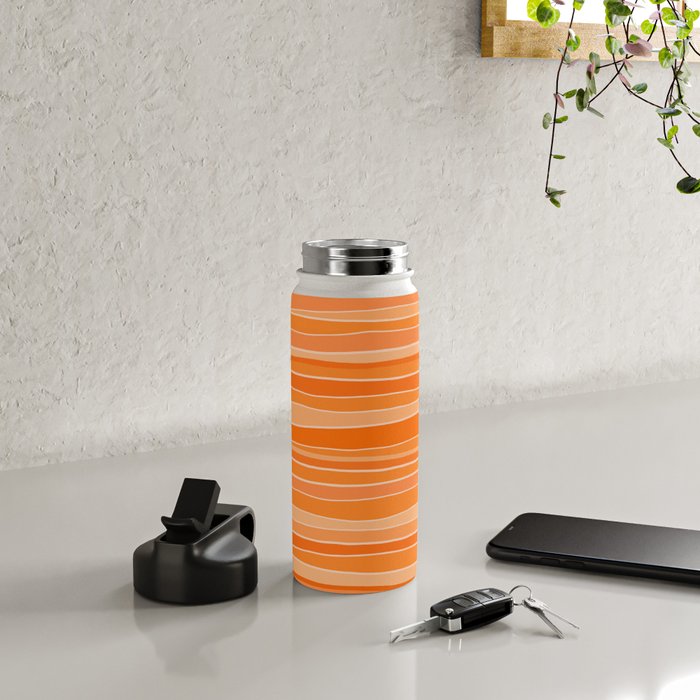 Retro Orange Stripes Water Bottle Gallery Image 4