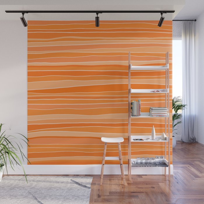 Retro Orange Stripes Wall Mural Gallery Image 1