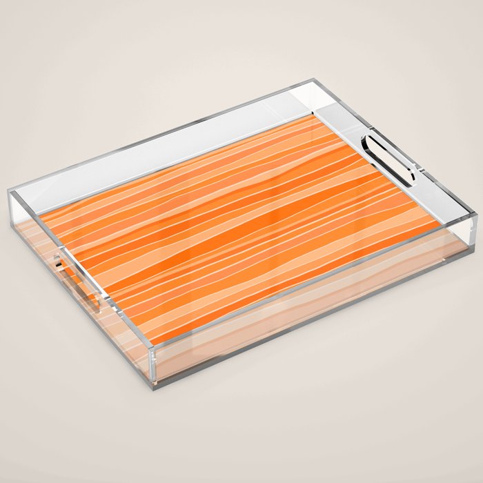 Retro Orange Stripes Acrylic Tray Gallery Image 1
