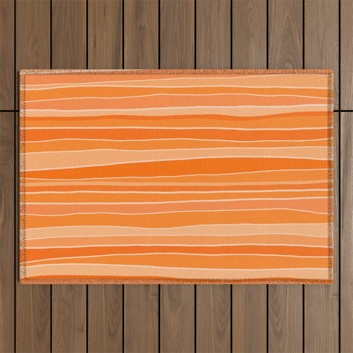 Retro Orange Stripes Outdoor Rug Gallery Image 1