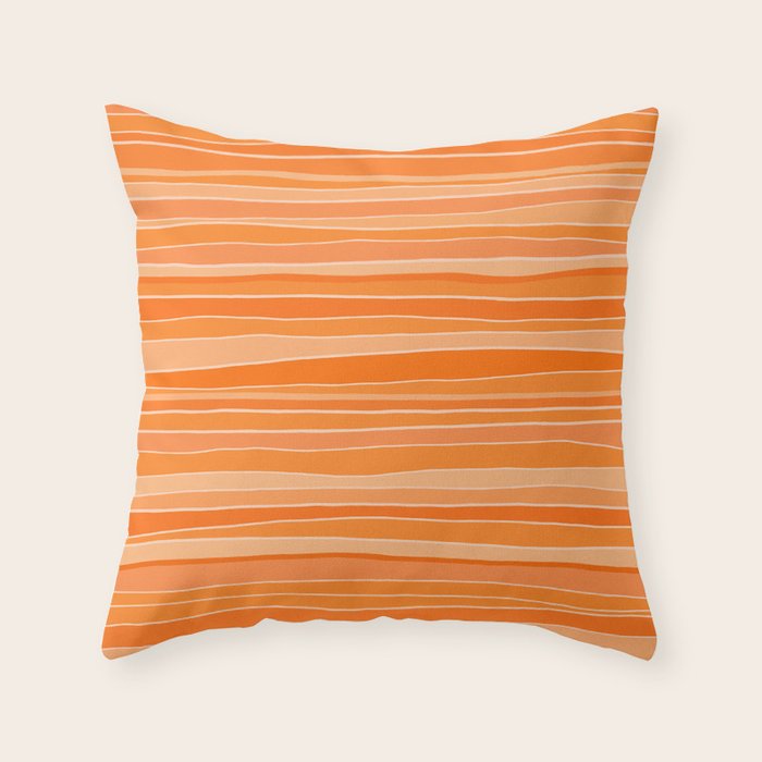 Retro Orange Stripes Throw Pillow Gallery Image 6