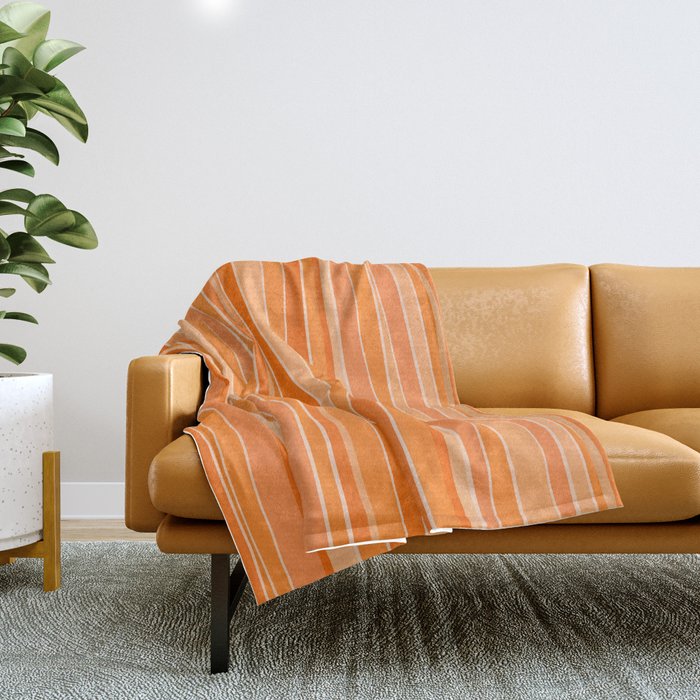 Retro Orange Stripes Throw Blanket Gallery Image 1