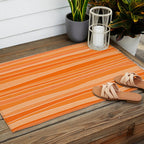 Retro Orange Stripes Outdoor Rug Gallery Image 2