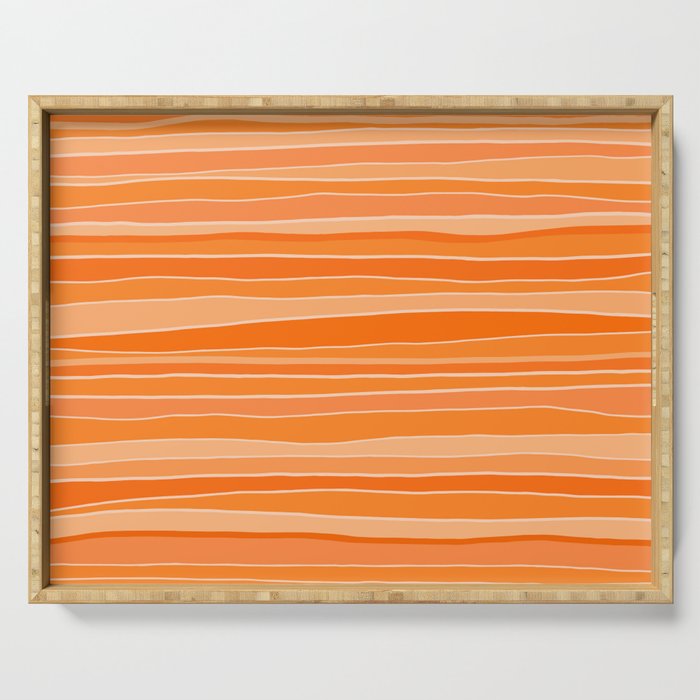 Retro Orange Stripes Serving Tray Gallery Image 1