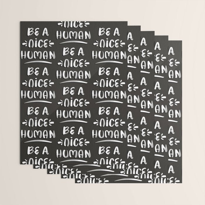 Be a Nice Human - White Type on Black Palette Wrapping Paper Gallery Image 3