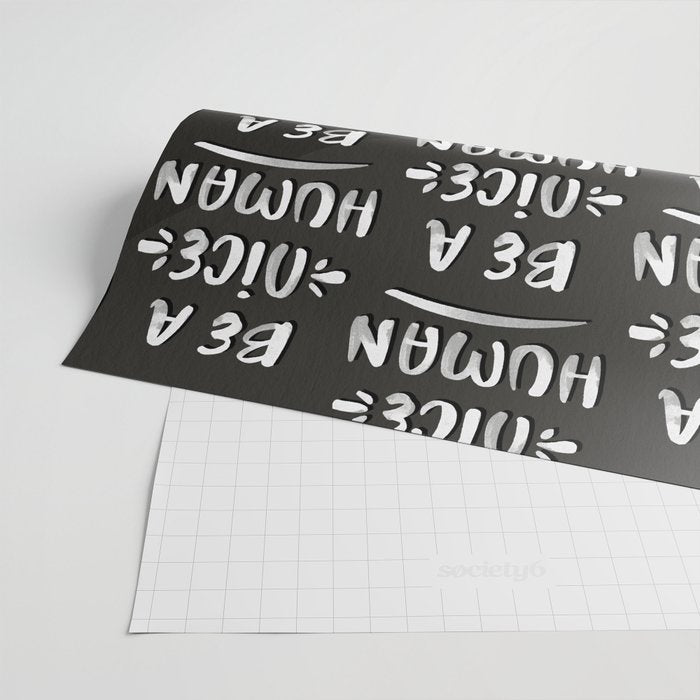 Be a Nice Human - White Type on Black Palette Wrapping Paper Gallery Image 2