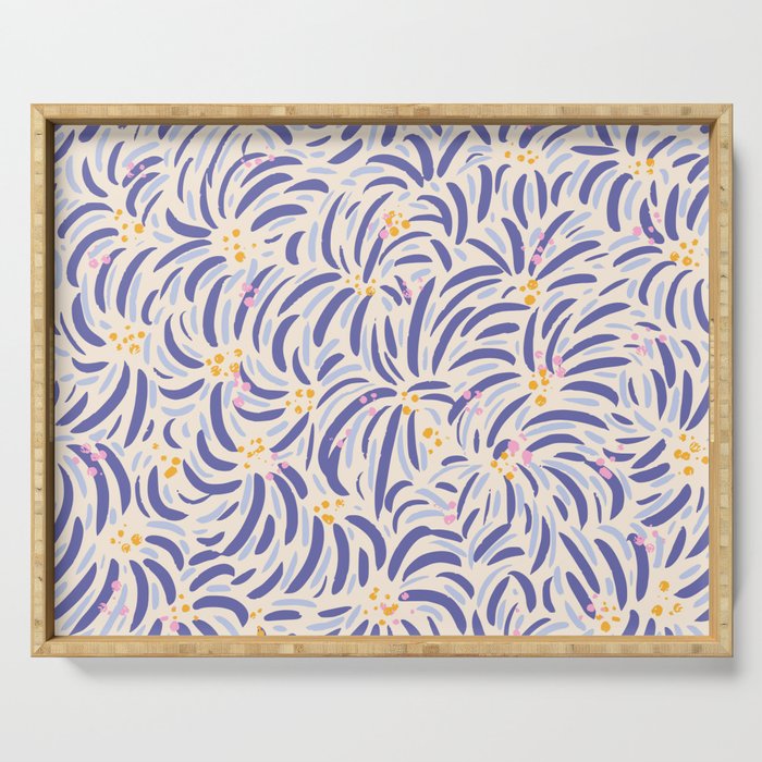 Powerful and floral pattern invers Serving Tray Gallery Image 1
