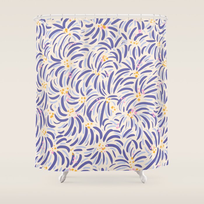 Powerful and floral pattern invers Shower Curtain Gallery Image 1