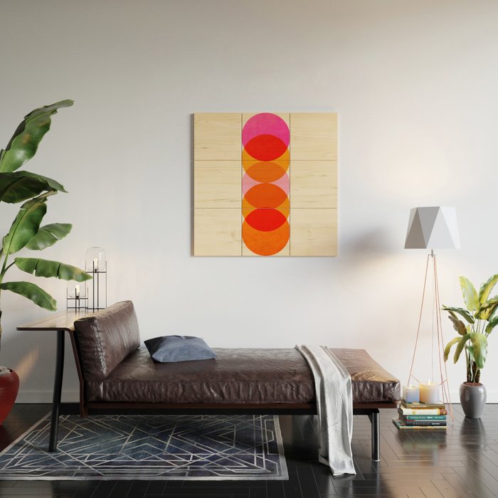 Abstraction_COLOUR_CIRCLES_001 Wood Wall Art Gallery Image 2