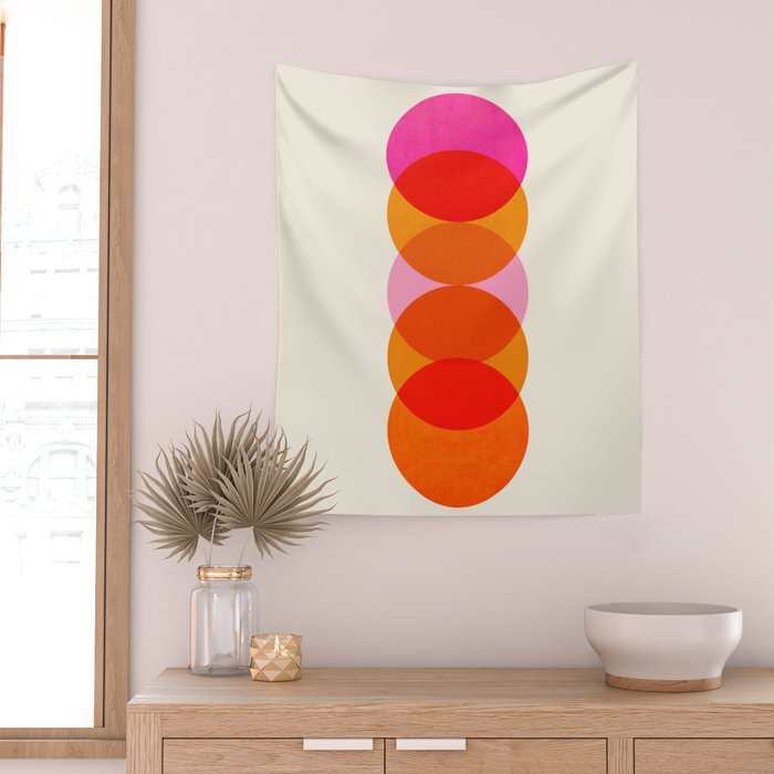 Abstraction_COLOUR_CIRCLES_001 Wall Tapestry Gallery Image 2