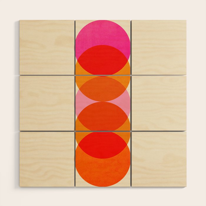 Abstraction_COLOUR_CIRCLES_001 Wood Wall Art Gallery Image 1