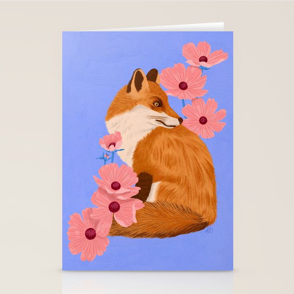 Graceful Fox Among Flowers Stationery Card Gallery Image 2