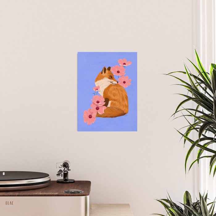 Graceful Fox Among Flowers Poster Gallery Image 2