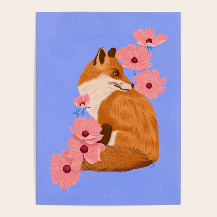 Graceful Fox Among Flowers Poster Gallery Image 4