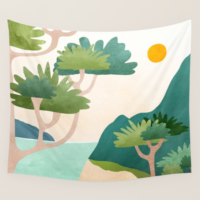 A Sunny Day On Planet Three Landscape  Wall Tapestry Gallery Image 4